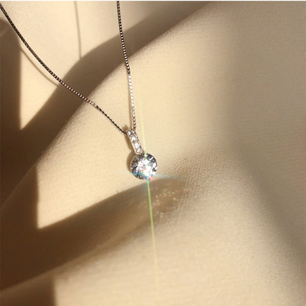 *925 Silver 2CT Solitaire Diamond Necklace A1 - Picture 5 of 7